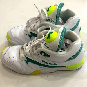 RARE Reebok Court Victory Pump‎ Tennis Shoes men's Size 8 White Green Hexalite